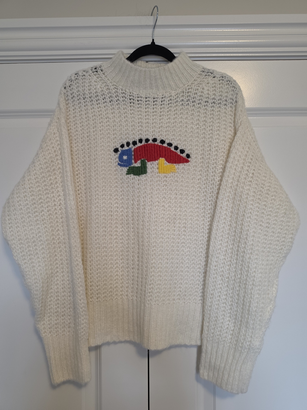 MOHAIR WOOL LIZARD EMBROIDERED OVERSIZED SWEATER SIZE M
